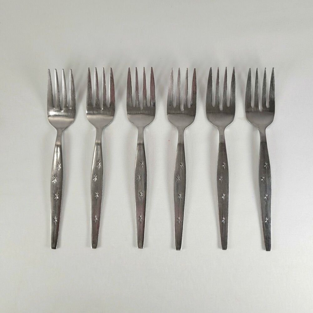 Vintage Heavenly Star Forks Set 6 Flatware Stainless Japan Atomic Celestial MCM